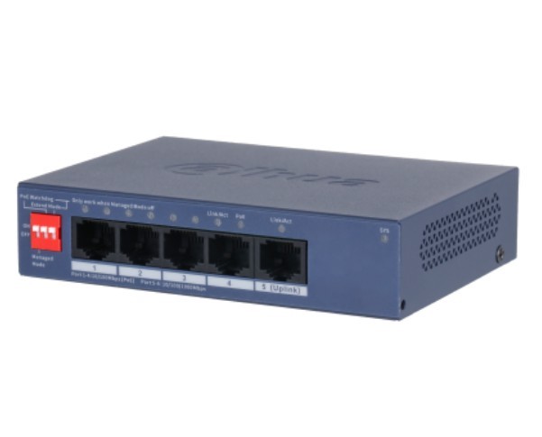 CS4005-4ET1GT-36. Switch Dahua de escritorio gestionado en la nube de 4 puertos PoE y 1 UpLink 36W